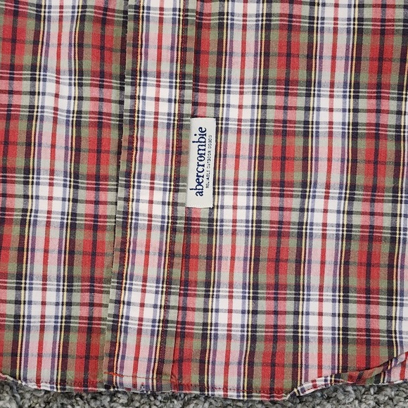 Abercrombie & Fitch Shirt Men's XL Red Plaid Long Sleeve Relaxed Fit Button Down - Picture 4 of 10